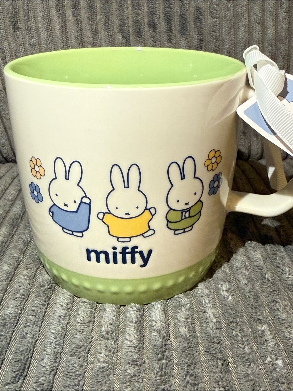 miffy Ceramic Mug with Light Green Interior and Floral Accents - Picture 2 of 6